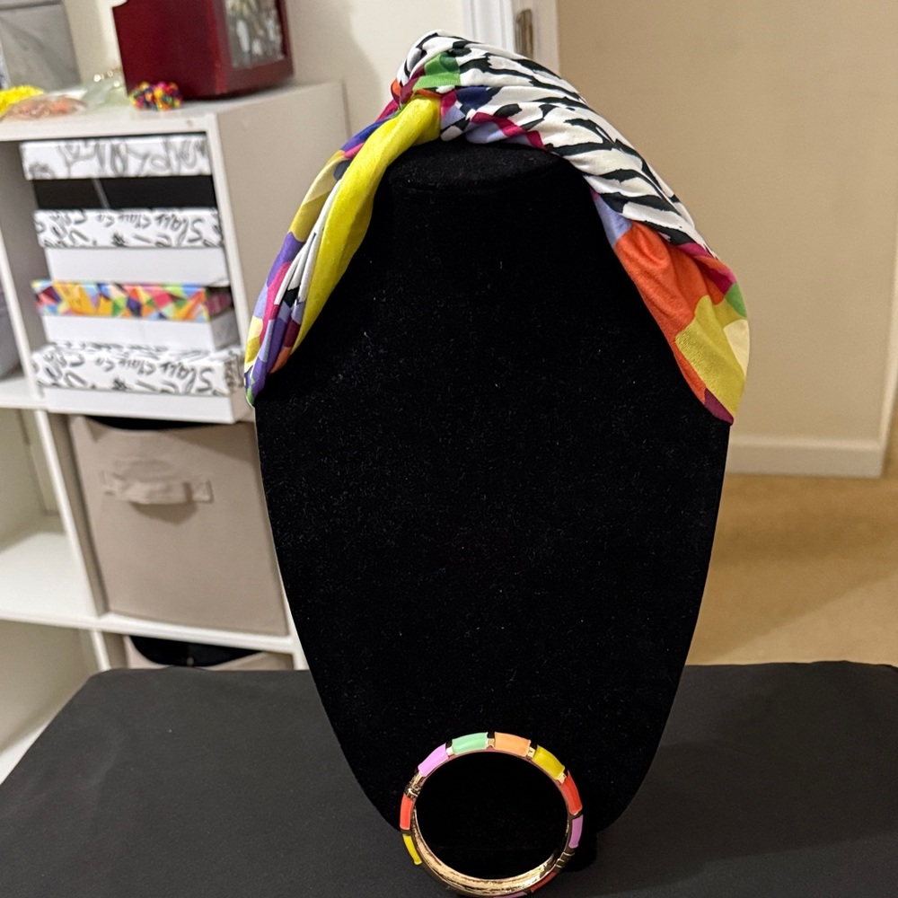 Sassy Jones Colorful Multicolor Knot Head cover with  Bangle